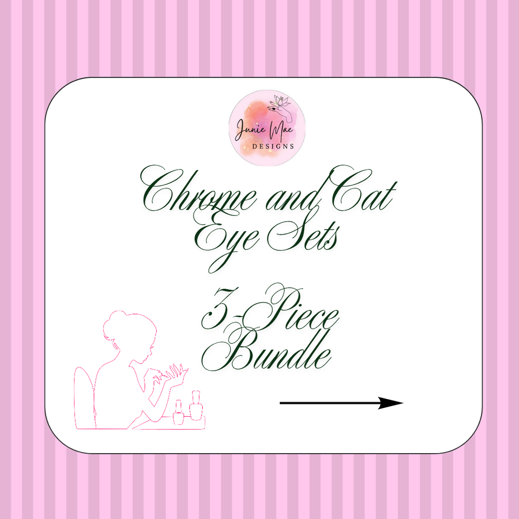 Custom Chrome and Cat Eye Press on Nails - The 3 Piece Bundle