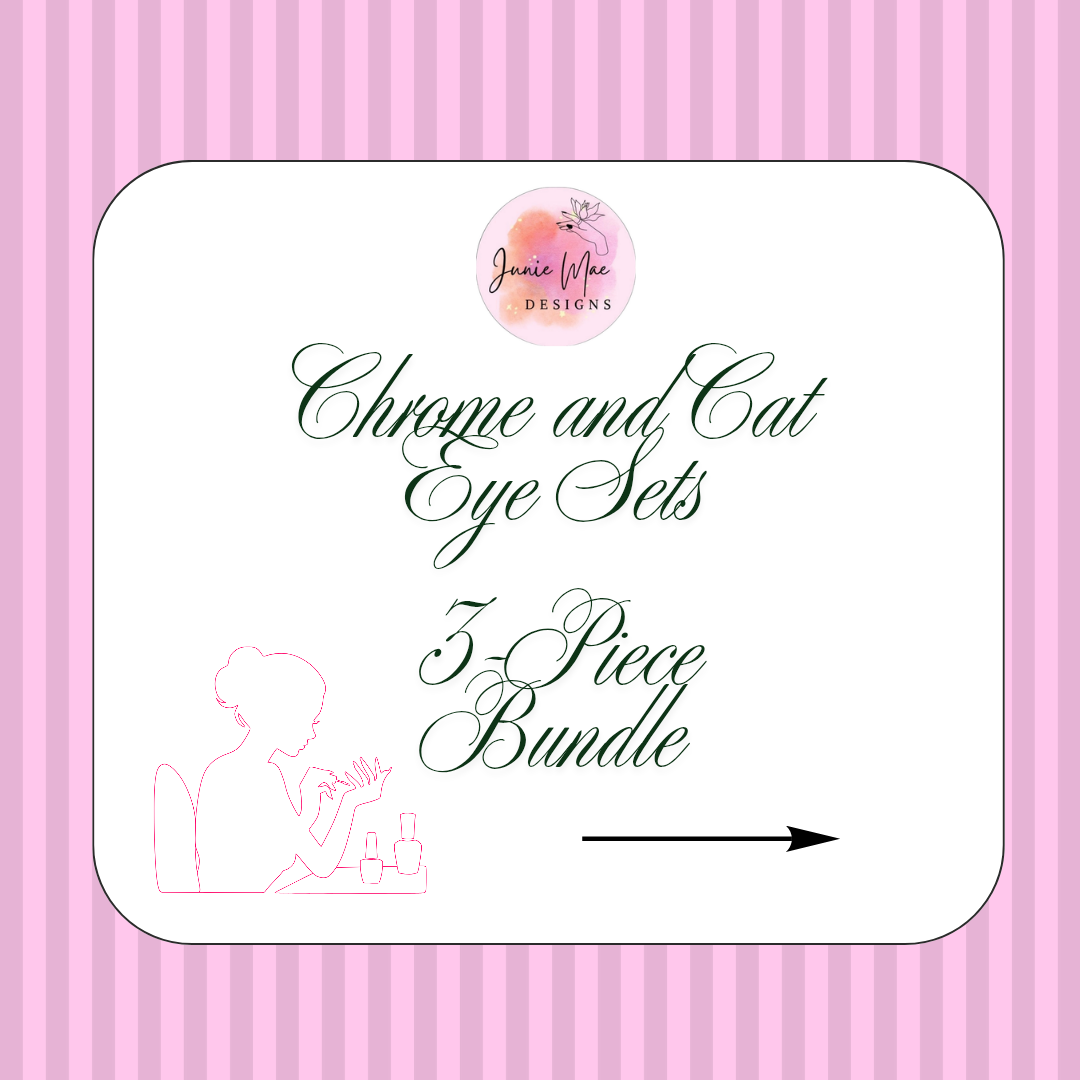 Custom Chrome and Cat Eye Press on Nails - The 3 Piece Bundle